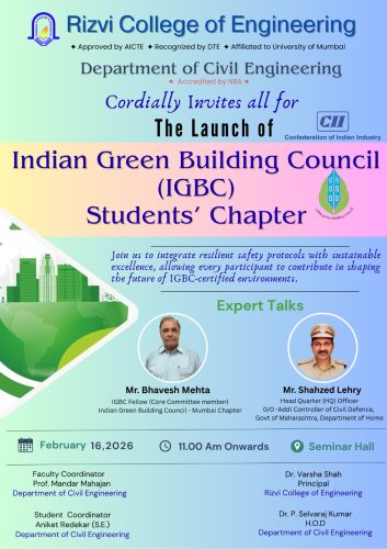 Cordially Invites all for The Launch of  Indian Green Building Council (IGBC) Students' Chapter