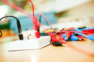 Physical Laboratory, Measurement multimeters voltage circuit from battery, buttons and lights