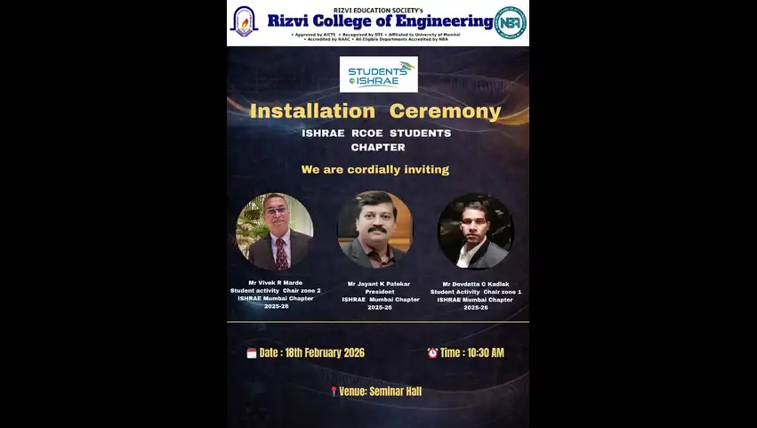 Mechanical Department: ISHRAE RCOE Students Chapter Installation Ceremony”